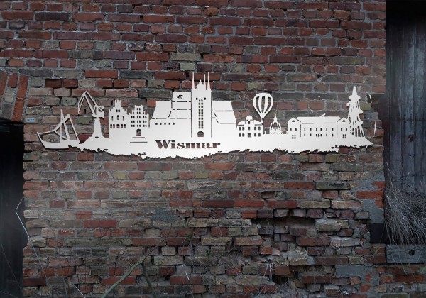 Wismar Stadt Skyline Edelstahl Metallschild